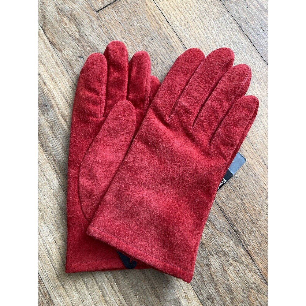 NEW Fownes Suede Leather Gloves MEDIUM Red Women’s